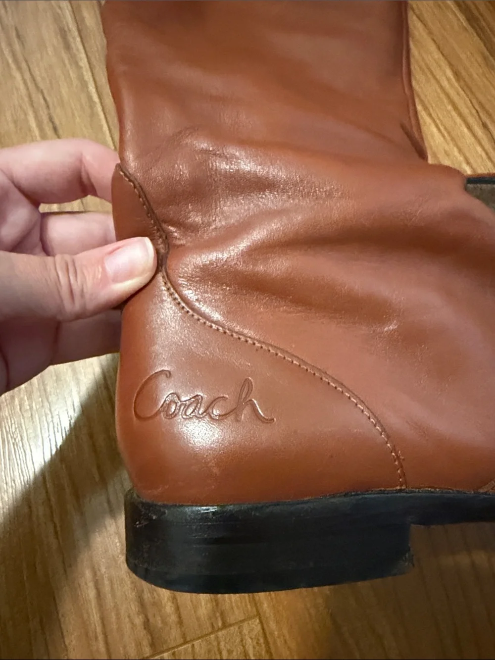 Coach Cognac Leather Fold-Over Riding Boots